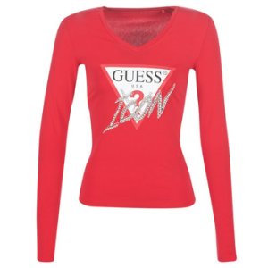 Guess  LS RN ICON TEE  women's  in Red