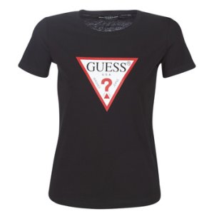 Guess  SS CN BASIC TRIANGLE TEE  women's T shirt in Black