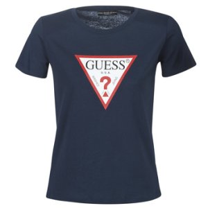 Guess  SS CN BASIC TRIANGLE TEE  women's T shirt in Blue