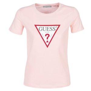 Guess  SS CN BASIC TRIANGLE TEE  women's T shirt in Pink