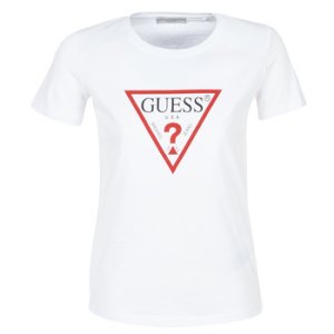 Guess  SS CN BASIC TRIANGLE TEE  women's T shirt in White