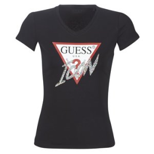 Guess  SS VN ICON TEE  women's T shirt in Black