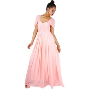 Krisp  Cross Pleats Maxi Prom Dress  in Pink