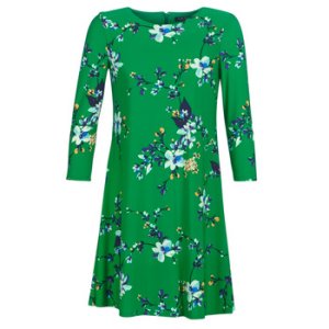 Lauren Ralph Lauren  FLORAL PRINT-3/4 SLEEVE-JERSEY DAY DRESS  women's Dress in Green