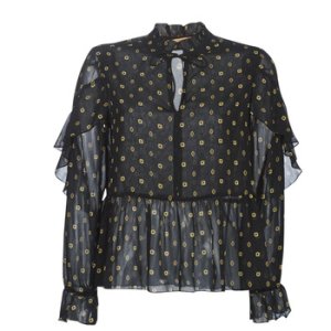 Maison Scotch  SHEER PRINTED TOP WITH RUFFLES  women's Blouse in Black