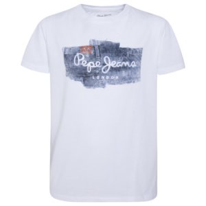 Pepe jeans  ALBERT  boys's Children's T shirt in White. Sizes available:8 years,10 years,12 years,14 years,16 years,18 ans