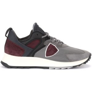 Philippe Model  Royale sneaker in gray fabric and burgundy suede  men's  in Grey