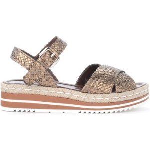 Pon´s Quintana  sandal in laminated and braided bronze leather with crossed  women's Sandals in Brown