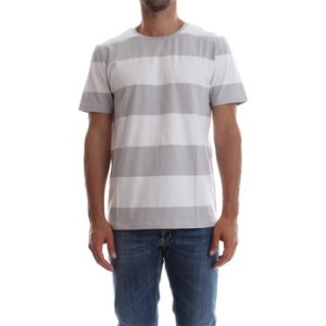 Premium By Jack jones  12107656 PIMA STRIPED  men's T shirt in Grey
