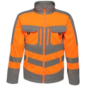 Professional  Tactical Hi Vis Full Zip Stretch Jacket Orange  men's Jacket in Orange