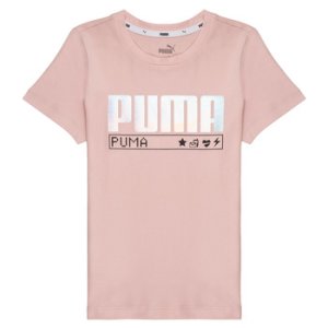 Puma  ALPHA TEE  girls's Children's T shirt in Pink. Sizes available:5 / 6 years,7 / 8 years,9 / 10 years,11 / 12 years,13 / 14 years
