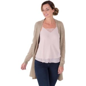 Woolovers  Cashmere and Merino Edge to Edge Long Cardigan  women's  in Beige