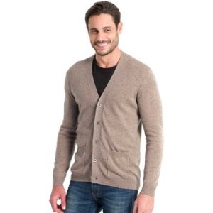 Woolovers  Cashmere and Merino V Neck Cardigan  men's  in Beige