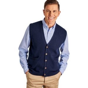 Woolovers  Lambswool Knitted Waistcoat  men's  in Blue