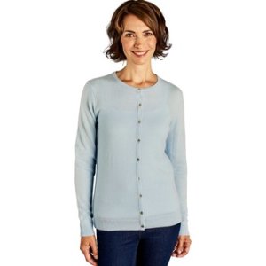 Woolovers  Pure Cashmere Crew Neck Cardigan  women's  in Blue