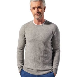 Woolovers  Pure Cashmere Crew Neck Jumper  men's Sweater in Grey