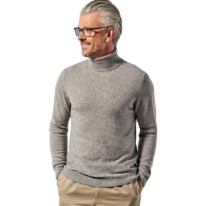 Woolovers  Pure Cashmere Polo Neck Jumper  men's Sweater in Grey