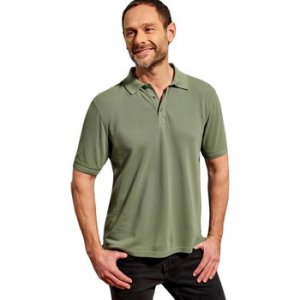 Woolovers  Washed Pique Polo Shirt  men's Polo shirt in Green
