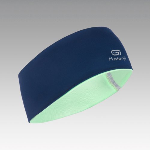 Kiprun - Children's winter athletics reversible headband - navy blue and light green