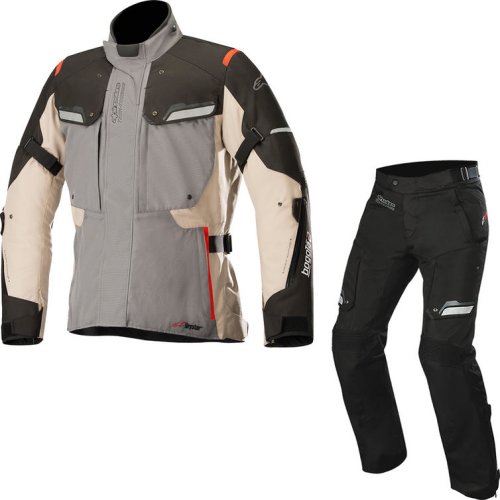 Alpinestars bogota drystar v2 motorcycle jacket & trousers grey sand black kit - uk/us 46-48