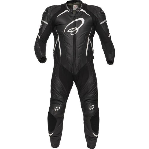 Black Thunder 1-Piece Leather Motorcycle Suit, Black