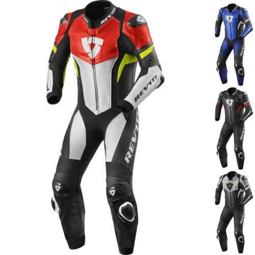 Rev It Hyperspeed One Piece Leather Motorcycle Suit - Neon Red Neon Yellow, Neon Red Neon Yellow