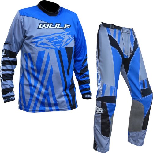 Wulf Ventuno Adult Motocross Jersey & Pants Blue Alloy Kit - XXXL, Blue