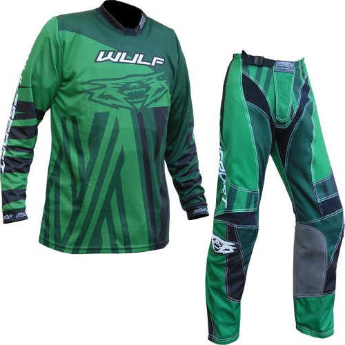 Wulf Ventuno Adult Motocross Jersey & Pants Fern Green Kit, Green