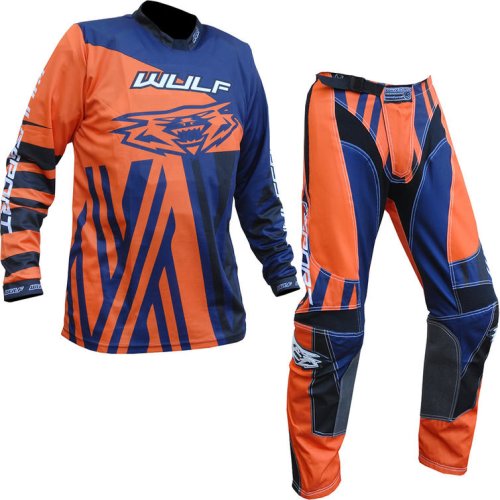Wulf Ventuno Adult Motocross Jersey & Pants Orange Navy Kit, Orange