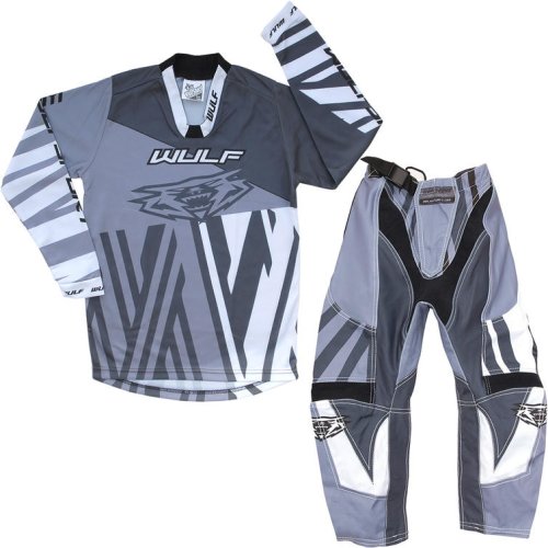 Wulf Ventuno Cub Kids Motocross Jersey & Pants Grey Slate Kit - 3 - 4 years, Grey