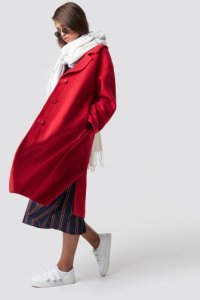 Hannalicious x NA-KD Oversized Wool Blend Coat - Red