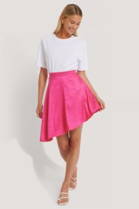 Misslisibell x NA-KD Flowy Jacquard Mini Skirt - Pink