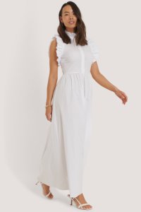 NA-KD Boho High Neck Detailed Dress - White