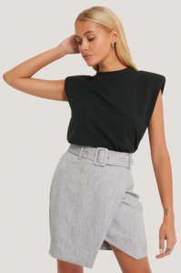 NA-KD Classic Belted Overlap Mini Skirt - Grey