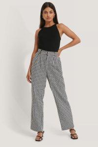 NA-KD Classic Wide Leg Houndstooth Pants - Multicolor