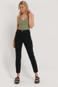 NA-KD Seam Detail Slim Jeans - Black