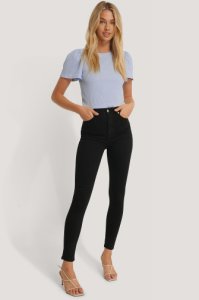 NA-KD Skinny High Waist Jeans - Black