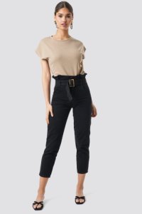 NA-KD Trend Paperbag Jeans - Black
