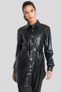 NA-KD Trend Pu Shirt Jacket - Black