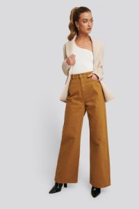 NA-KD Trend Wide Leg High Waisted Jeans - Brown