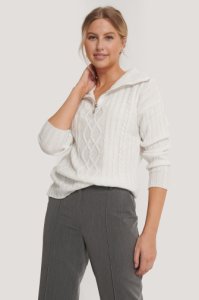 Trendyol Zipped Sweater - White