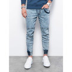 Jeansy slim fit Ombre  Spodnie męskie jeansowe joggery P1056 - jasnoniebieskie