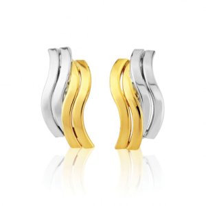 Jewellery Multi colour gold White and Yellow Gold Stud Earrings