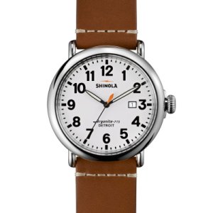 Mens Shinola Runwell 47mm Brown Leather Strap Watch