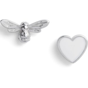 You have my Heart Studs White & Silver Earrings