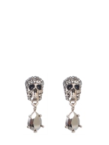 alexander mcqueen skull earrings with stones