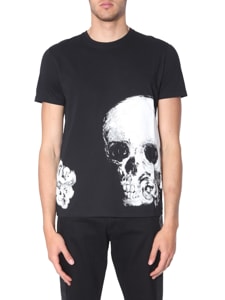 alexander mcqueen skull rose print t-shirt