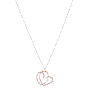 Argento Mixed Metal Double Heart Necklace - Rose Gold