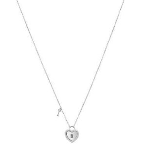 Argento Mother Of Pearl Heart Padlock Necklace - 925 Silver