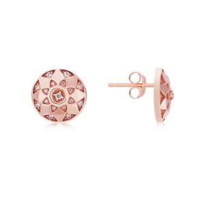 Argento Rose Gold Crystal Flower Disc Earrings - Rose Gold